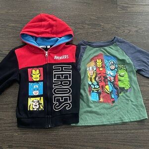 MARVEL Avengers Boys Bundle: Fleece Hoodie  + Long Sleeve Tee  Size5T